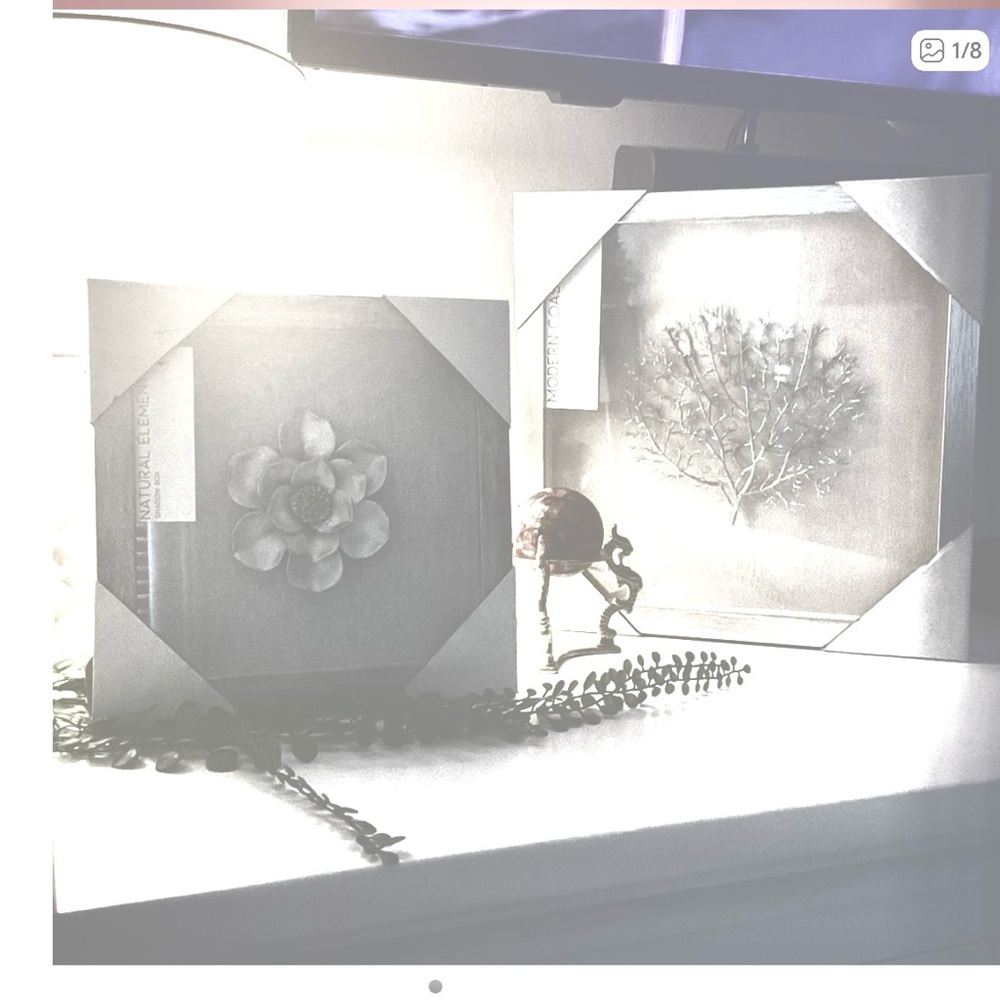 Natural Elements Floral and Tree Shadow Box Art.